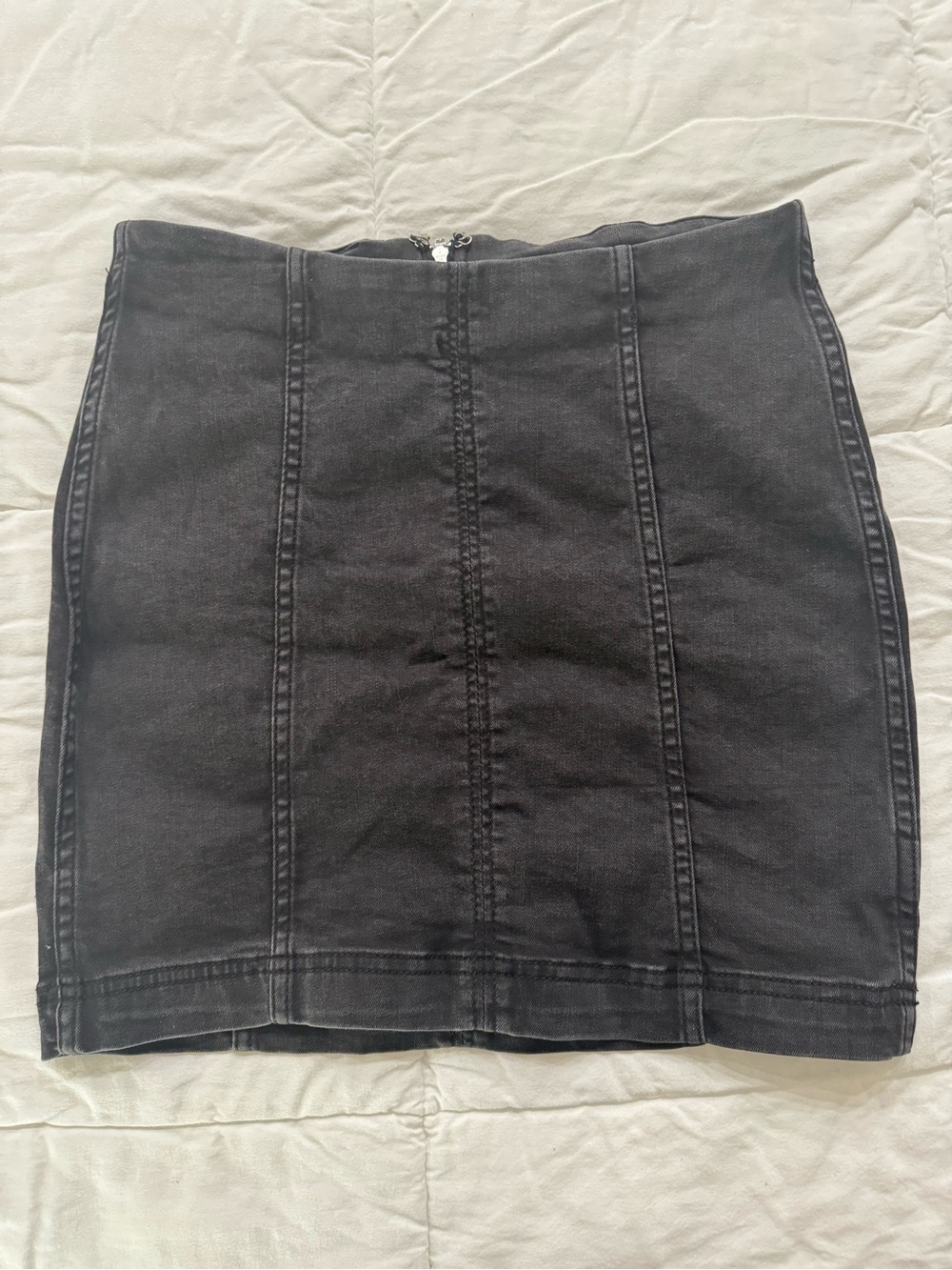 Free People Black Mini Denim Skirt